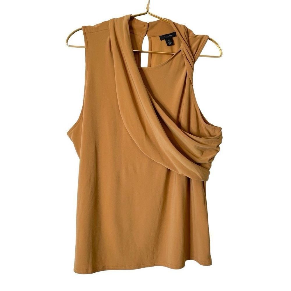 Halogen draped sleeveless keyhole blouse Sz 1X